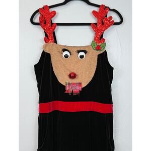 No Boundaries Reindeer Jumpsuit Overalls XL 15-17 Velvet Christmas Outfit